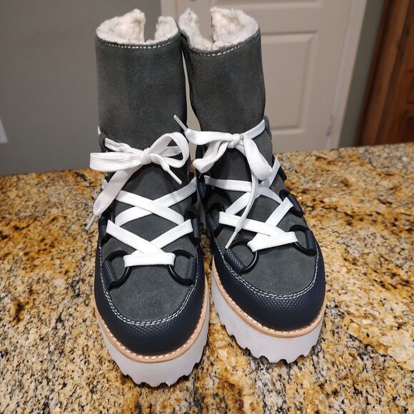 JEFFREY CAMPBELL Platform Suede Winter Snow Boots Gray Lace Up Women's Sz 6.5 - Picture 8 of 13